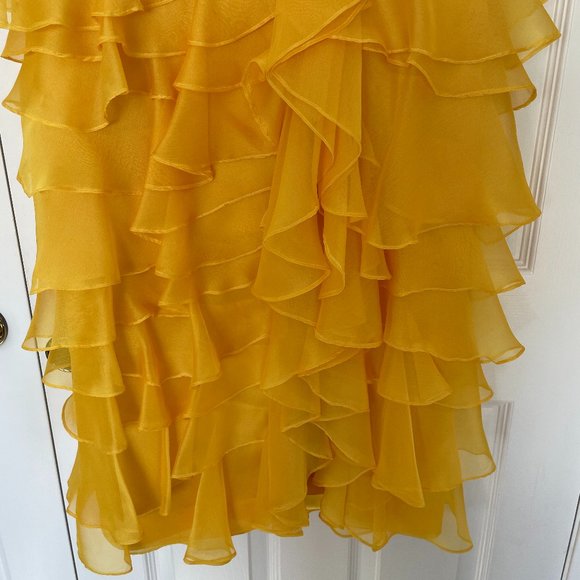 Elegant Yellow Ruffled Prom Dress - Picture 7 of 12